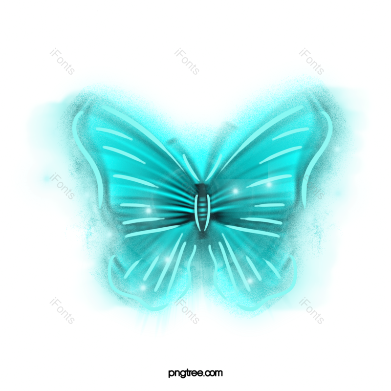 蓝色图片,蝴蝶元素,动画片PNG,阴影免抠素材